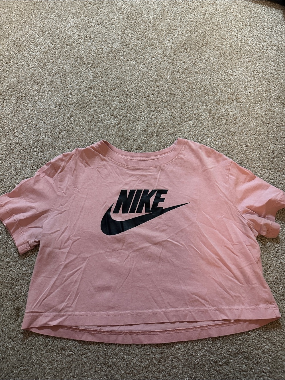 Nike Pink Crop Tee with Black Logo